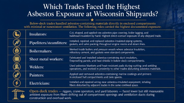 Which Trades Faced the Highest Asbestos Exposure at Wisconsin Shipyards?